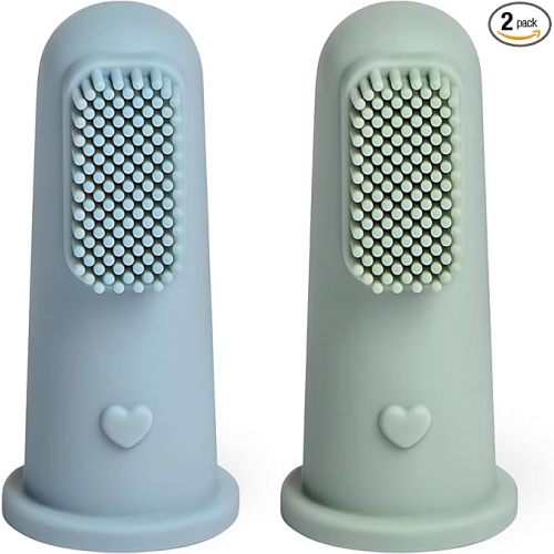 Baby Bliss 2 Pack Baby Toothbrush First Stage, 100% Food Grade Silicone Baby Tongue Cleaner Newborn Infant Toothbrush, Extra Soft Baby Finger Toothbrush, 0 Months +