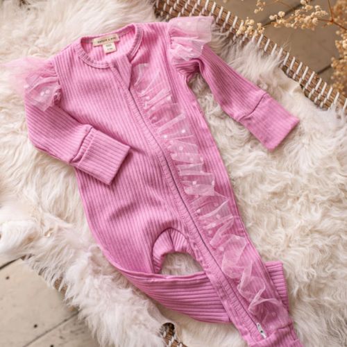 Ribbed Baby Jumpsuit - Forever Loved Zip One Piece - Pink Sorbet – Before & Ever