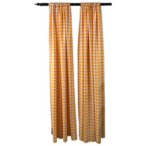 Slickblue Checkered Backdrop Curtains – 2 Panels, 58"x96", White and Yellow Dark
