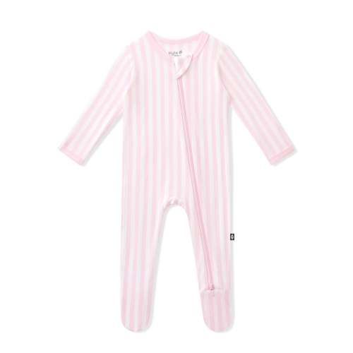 Zippered Footie in Small Sakura Stripe - 6-12