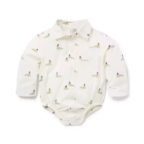 Baby Cream And Sugar Walrus Baby Poplin Walrus Bodysuit by Janie and Jack