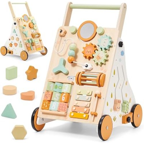 Wooden Baby Walker, Montessori Push Walker Toys for 1 Year Old
