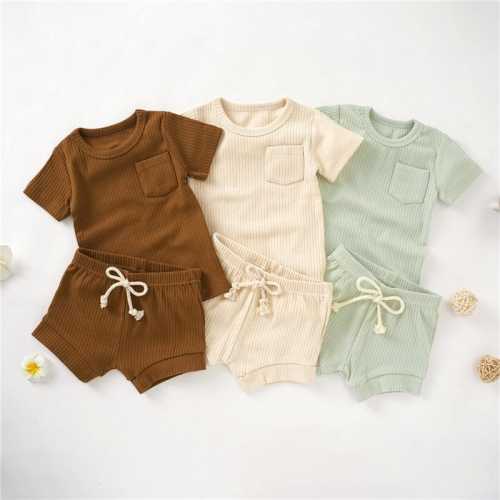 12-18 MONTHS - Baby Short Set: Ribbed Newborn Summer Outfit
