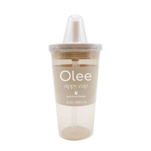 Olee Silicone Baby Bottle Sippy Cup Tumbler with Straw - Oat - 9 fl oz: BPA-Free, Package Quantity 1