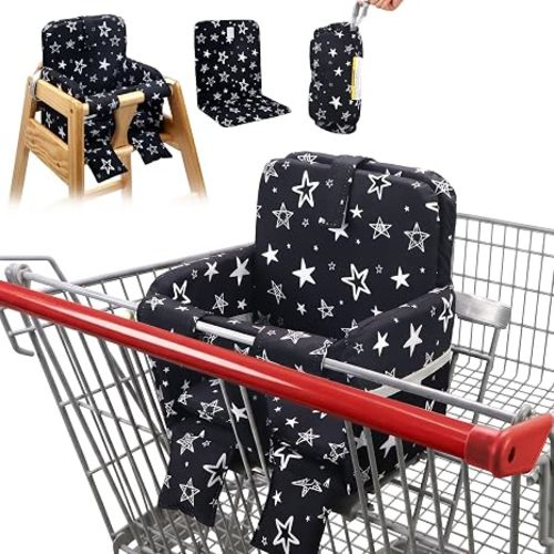 Padded Shopping Cart Seat Cover for Baby, Black Star