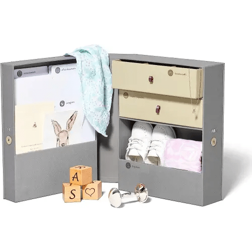 Savor | Baby Keepsake Organizer Box | The Original Fabric Acid-Free Modern Minimalist Gender-neutral Memory Box with Labels | For Pregnancy, Mother’s Day, Baby Shower, New Baby Girl Baby Boy Gifting