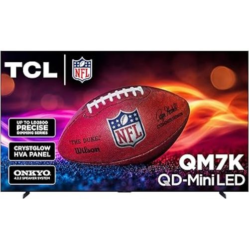 TCL 115-Inch QM7K QLED 4K Smart QD-Mini LED TV with Google TV (115QM7K, 2025 Model) Dolby Vision IQ, Dolby Atmos, HDR, Game Accelerator up to 288Hz, Voice Remote, Compatible with Alexa