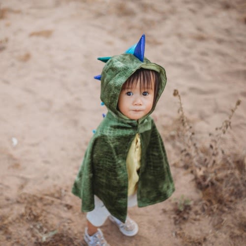 HOODED BABY DINOSAUR cape! Soft velour cape with satin finish. Toddler dinosaur cape, pretend play dressup, kids dressup