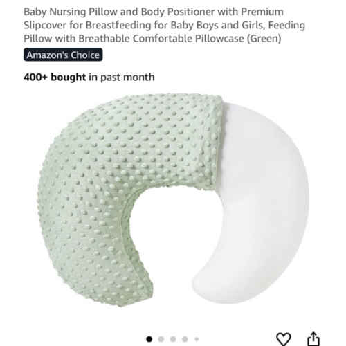 Baby Nursing Pillow and Body Positioner with Premium Slipcover for Breastfeeding for Baby Boys and Girls, Feeding Pillow with Breathable Comfortable Pillowcase (Green)