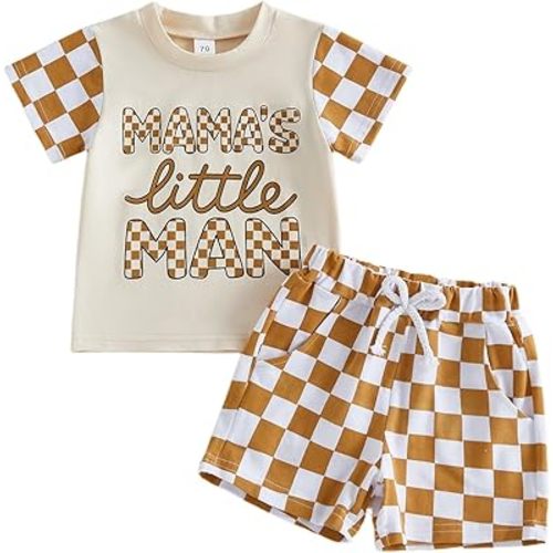 Baby Boy Cute Letter Short Sleeve Shirt Top Elastic Waist Shorts Toddler Summer Outfits