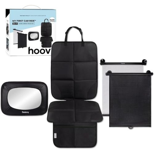 My First Car Ride™ 3-in-1 Baby Car Essentials Bundle, Roller Sun Shades, Rear-Facing Mirror, and Seat Protector