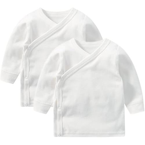 Baby Long Sleeve Side-snap Cotton Shirt Unisex Newborn Girls Boys Kimono Tee Shirts Top