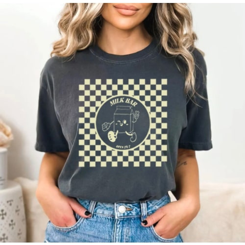Checkered Milk Carton Nursing Tee