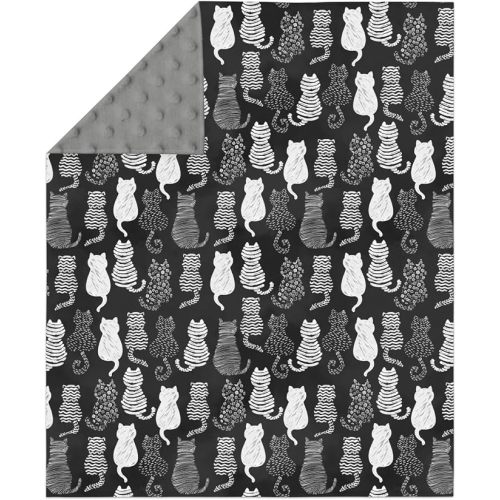 Stylish Cat Shapes Baby Blankets for Girl Boy Black and White Cats Stripes Soft Mink Dotted Backing Double Layer Swaddle Blanket Cats Lover Gift Nursery Bed Blanket Infant Toddler Crib 30x40