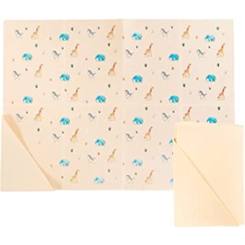 Austin Baby Co Silicone Placemat – Stain Resistant Portable Place Mats – Food Grade Silicone, Dishwasher Safe and Folds into Pocket for Easy Storage On The Go (Safari Warm Cream)