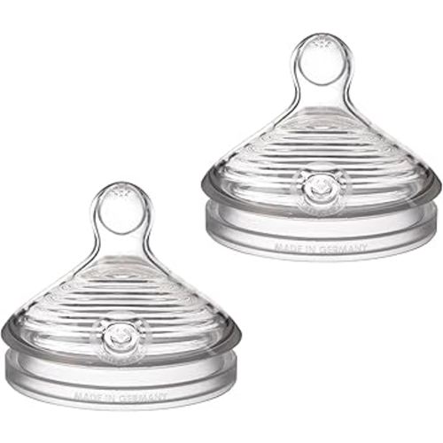 NUK Simply Natural Baby Bottle Nipples - Slow Flow, Silicone, Extra Soft, Anti-Colic Air System, BPA-Free, Pack of 2