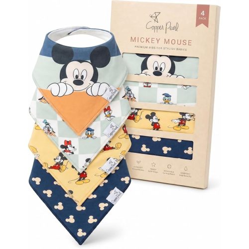Copper Pearl Disney Baby Bibs 4 Pack, Soft Cotton Bandana Drool Bibs for Baby Girl & Boy, Drooling Teething