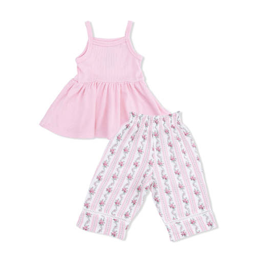 Peplum Tank & Smocked Waist Pant, Winding Roses Stripe