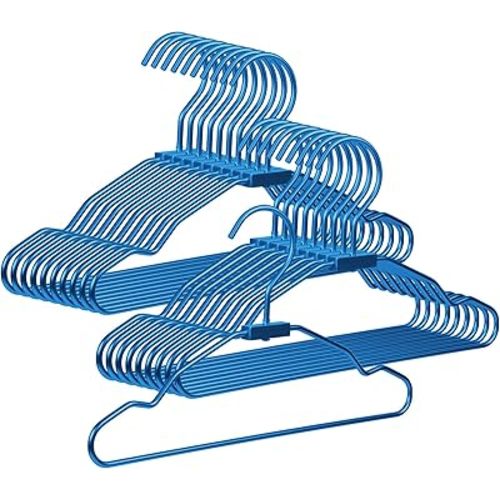 VWV Blue Aluminum Hangers, 20 Pack Baby Hanger,12.6 Inch Children Baby Hangers, Sturdy Metal Children Clothes Hangers for Wardrobe, Space-Saving Toddler Hanger