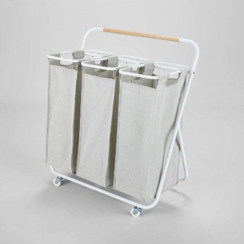 Rolling Triple Sorter - Brightroom™: Multicolor Laundry Hamper with Wheels, Polyester & Steel Frame, 3 Sorter Bags