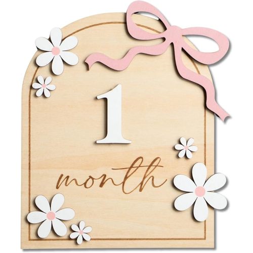Baby Monthly Milestone Sign,1-12 Monthly Baby Milestone, Month Milestone Baby Girl, Baby Months Milestone, Newborn Photography Props Double-Sided (B14)