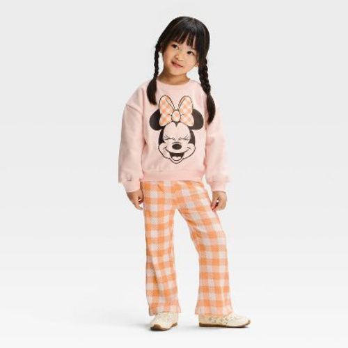Toddler Girls' 2pc Disney Minnie Mouse Halloween Gingham Sweatshirt and Pants Set - Orange 4T