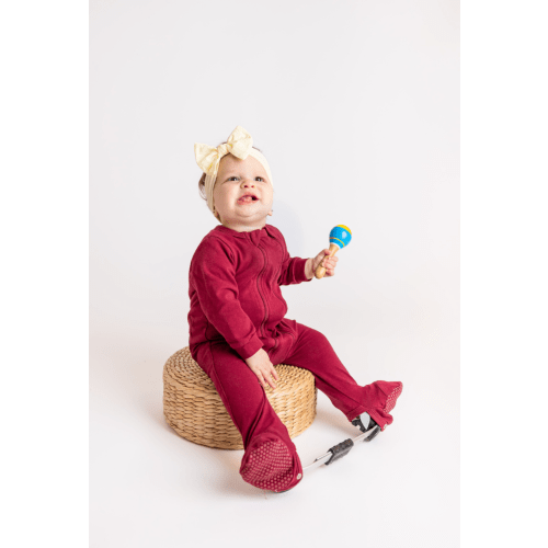 Burgundy Clubfoot Adaptable Pajamas| LittleClubbers Apparel