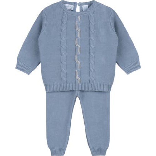 Cable Knit Cotton Sweater & Pants Set, 6M