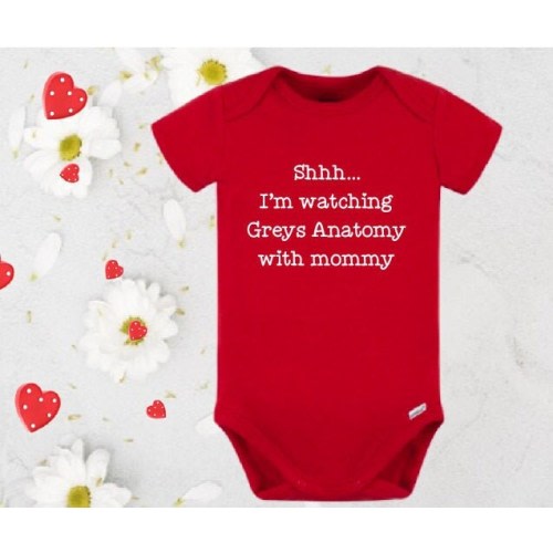 Shhh I'm watching Greys Anatomy with mommy, Greys anatomy baby onesie®, Tv show baby onesie®, Greys Anatomy lover, Greys gift, Custom shirt