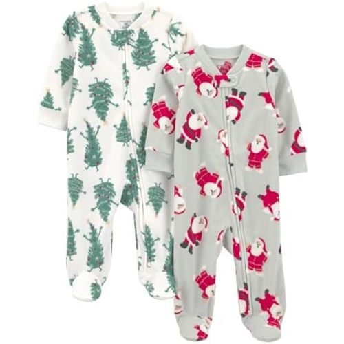 Simple Joys by Carter's unisex-baby In 2pk Fleece Snp Santa Trees