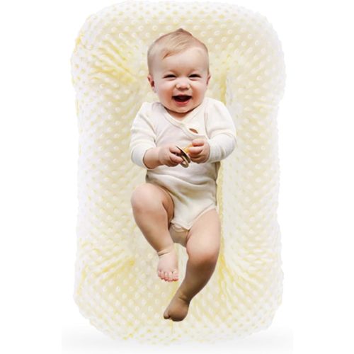 Baby Lounger Play Mat,Baby Lounger for Newborn Tummy Time for Babies in Flat Surface,0° Angle Newborn Loungers Babies Nest for Boys & Girls 0-12 Months(English Apricot)
