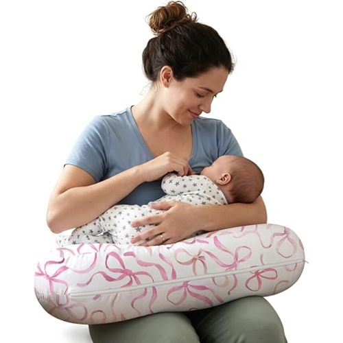 Little Grape Land Nursing Pillow for Breastfeeding, Bottle Feeding with Machine Washable Cover (Bows)