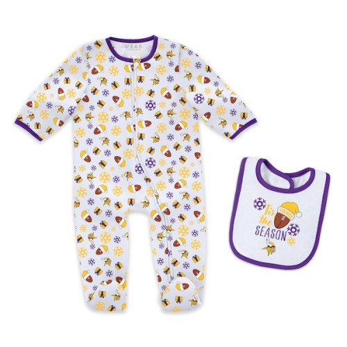 Minnesota Vikings WEAR by Erin Andrews Infant & Newborn Holiday Full-Zip Sleeper & Bib Set