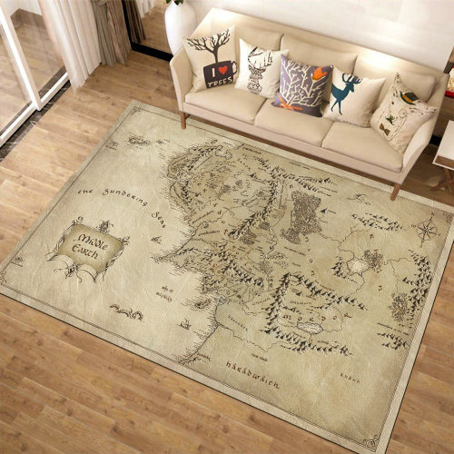 Middle Eart Map Rug,LOTR Rug,Map Rug,Vintage Rug,Minimalist Rug,Popular Rug,Hypebeast Rug,Area Rug,Personalized Rug,Gift Ideas,Movie Decor