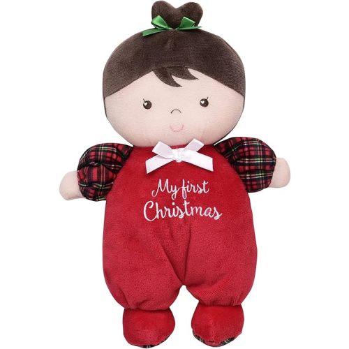 Plush Baby Doll with My First Christmas Embroidery, Julie (Red, 9 inch)