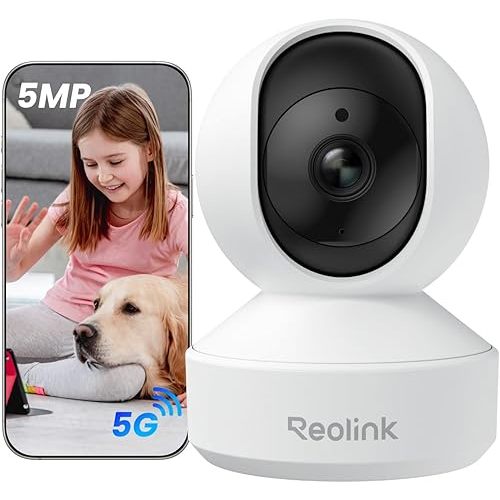 REOLINK E1 Pro 3K PT Wi-Fi Indoor Camera for Baby & Pet Monitoring, Auto Tracking, 5MP Night Vision Enhanced by F1.6 Aperture, Person/Pet/Baby Crying Detection, 2.4/5GHz Wi-Fi, Two-Way Audio