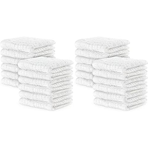 Comfy Cubs Muslin Baby Washcloths 20 Pack - Soft 6-Layer Cotton Wash Cloths for Sensitive Skin - 10"x10" Large, Gentle, Absorbent Infant Essentials for Newborn and Toddlers - White