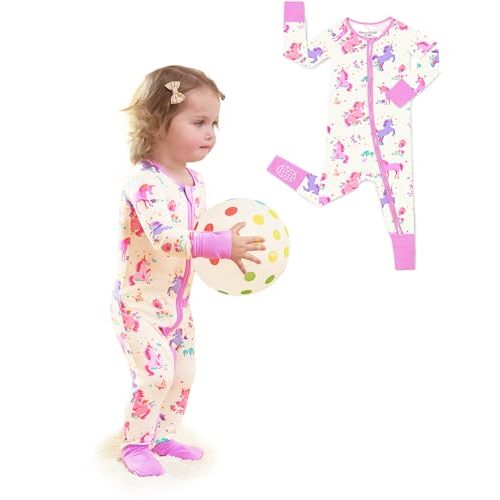 babee Reshinee Viscose Derived from Bamboo Baby Footie Pajamas Convertible Newborn Sleeper for Baby Girl Zipper Onesie 0-24M