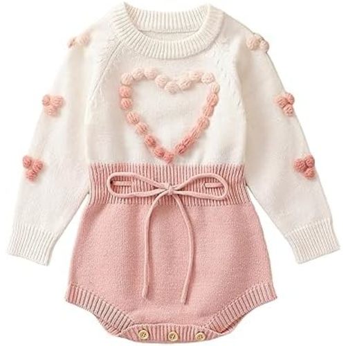 Karwuiio Toddler Infant Baby Girl Knit Sweater Romper Long Sleeve One Piece Jumpsuit Fall Winter Clothes