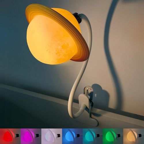 Saturn Clip On Design Night Light Dimmable LED for Baby Kids 7 Colors