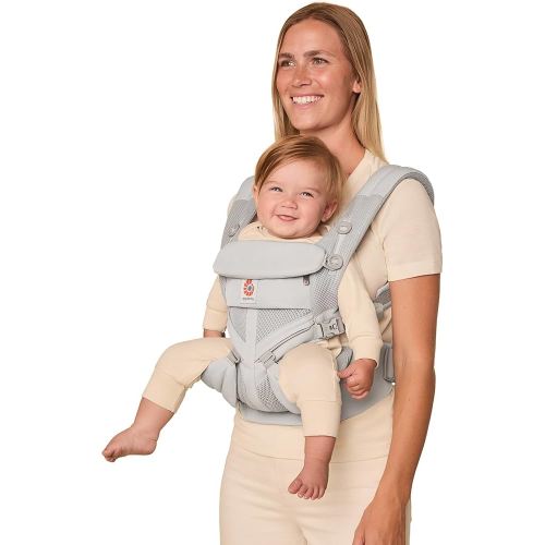 Ergobaby Omni Classic Baby Carrier Newborn to Toddler - Breathable Baby Carriers for Summer - All-Position Carrier with Lumbar Support (7-45 Pounds), Mesh, Pearl Grey