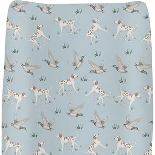 Green Mallard Ducks Dogs Baby Changing Pad Covers for Girls Boys Wild Duck Hunting Fitted Change Table Pad Covers Mats Outdoor Duck Hunter Soft Diaper Change Table Sheets 32''×16''
