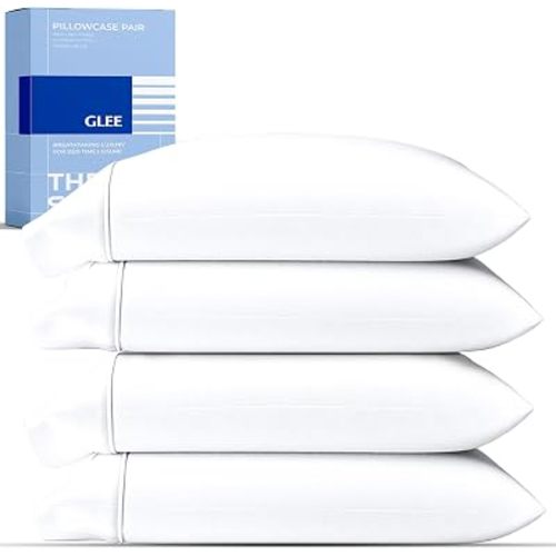 THREAD SPREAD 100% Cotton Pillow Cases Queen Size Set of 4 - Luxury 400 Thread Count Queen Pillow Cases (Pack of 2, White), Soft Cooling Hotel Cotton Pillowcases, Fits Standard Pillows
