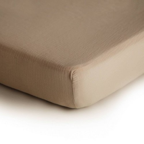 Mushie Extra Soft Muslin Crib Fitted Sheet, Color: Natural