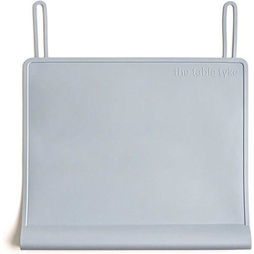 The Table Tyke Silicone Placemat with Teething Edge Bumper/Spill Stopper | Dishwasher Safe, Travel Ready Non-Slip Suction Activity Mat for Infants and Children - Slate Gray