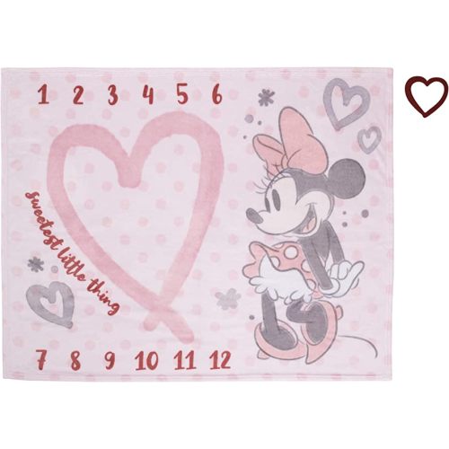 Disney Minnie Mouse Pink, Rose, Black & White Super Soft Milestone Baby Blanket, Pink, White, Black, Raspberry, 40x50 Inch (Pack of 1)