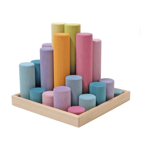 Large Wooden Building Rollers - Assorted Colors