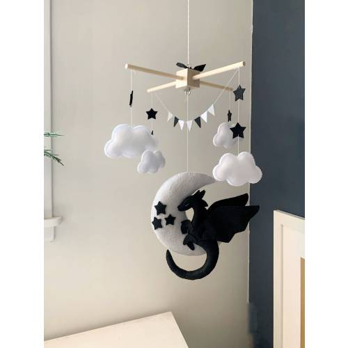 Dragon baby mobile - baby mobile dragon - dragon nursery - fairytale nursery - baby decor - girl decor - purple gray nursery - baby dragon