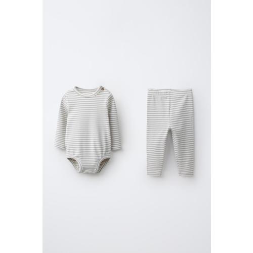 STRIPED BODYSUIT AND LEGGING SET - Pastel blue | ZARA United States