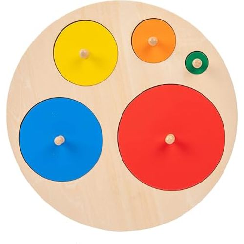 Montessori Toys for 3+ Years Old-Shape Puzzle Board,Wooden Peg Circle Puzzle,Jumbo Knob Puzzles for Baby Games Shape Sorter First Baby Puzzle for Toddler Gift for Boys Girls(Multiple Circle Puzzles)